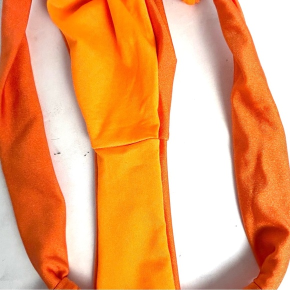 Bikini Set Swimsuit Orange  Underwire Top High waisted Bottom Tie Back Size S - Picture 7 of 10